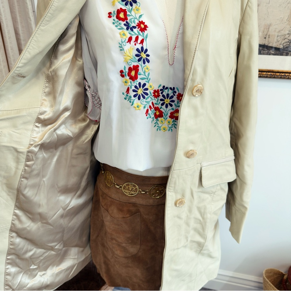 ✨ FREE PEOPLE vintage 90s leather coat / jacket - Picture 3 of 4
